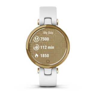 Умные ч​асы Garmin Lily светло-золотистый безель, белый корпус и итальянский кожаный ремешок 010-02384-B3