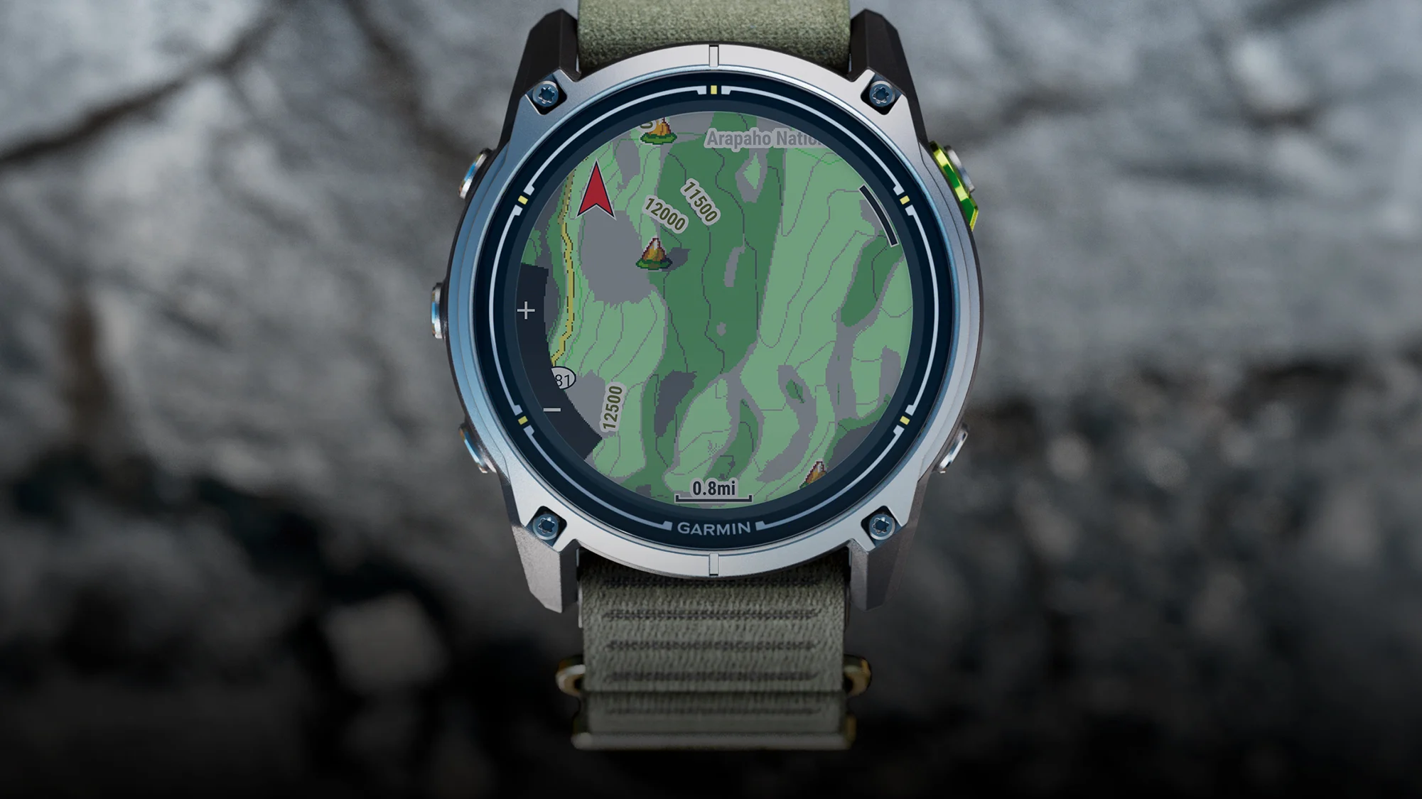 Топографическая карта на экране Garmin Enduro 4