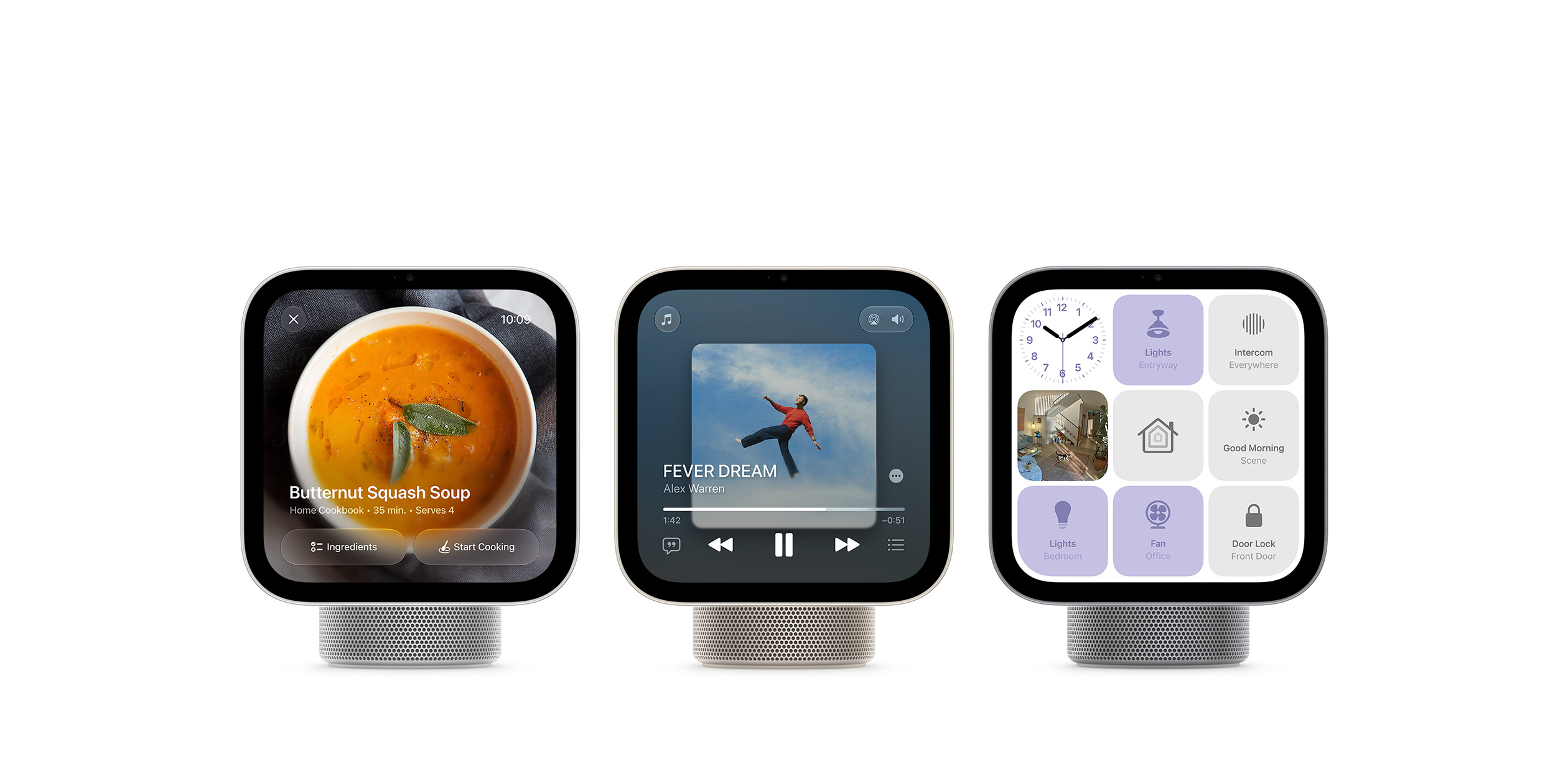 Apple HomeView с рецептом, музыкой и управлением умным домом