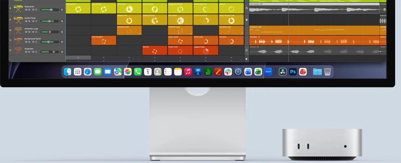 Рабочий стол macOS на Mac mini